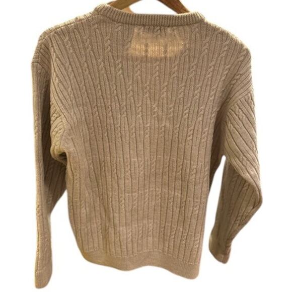 JOSEPH & LYMAN Oatmeal Cableknit 100% Fine Merino Wool Sweater Women's LARGE - Picture 2 of 9